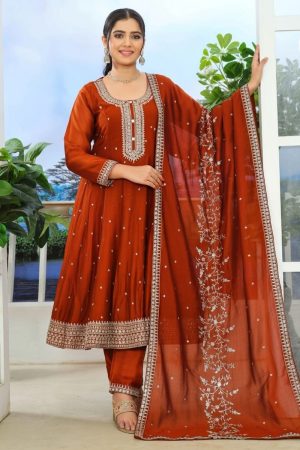 Short Anarkali Salwar Suit In Maroon 202184 01
