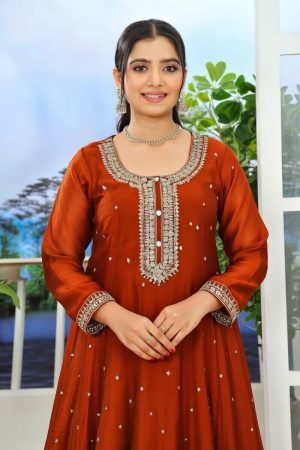 Short Anarkali Salwar Suit In Maroon 202184 02