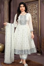 Short Anarkali Salwar Suit In White 202181 01