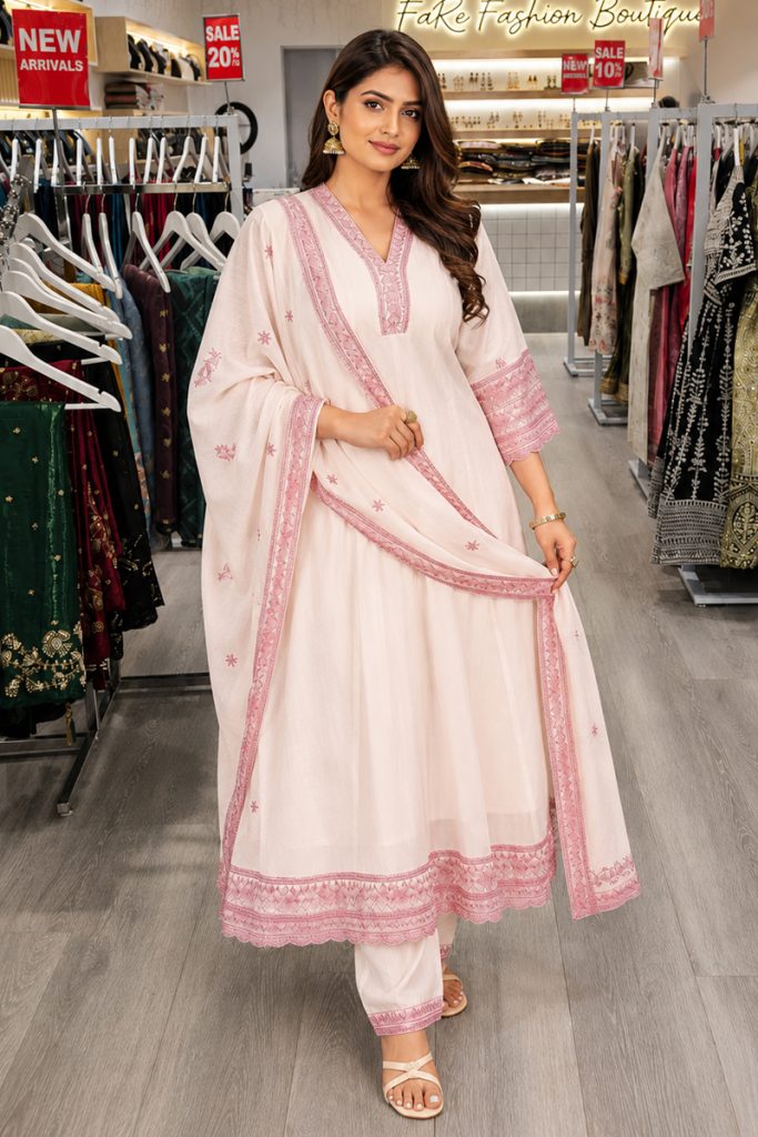 Short Anarkali Salwar Suit In White 202209 01