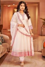 Short Anarkali Salwar Suit In White 202209 01