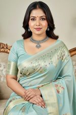 Silk Saree In Cyan 600690 02