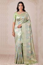 Silk Saree In Green 600660 01