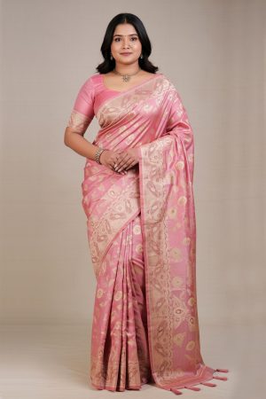 Silk Saree In Pink 600646 01
