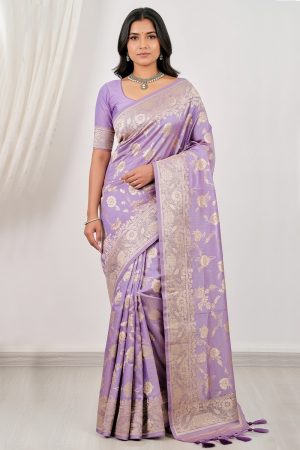 Silk Saree In Purple 600647 01