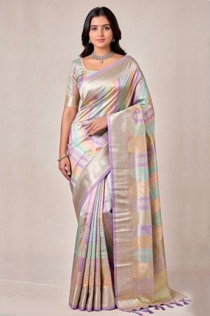 Silk Saree In Purple 600659 01