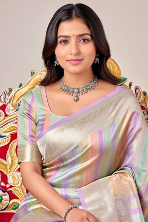 Silk Saree In Purple 600659 02