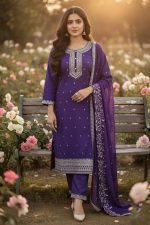 Silk Straight Pant Salwar Suit In Purple 202190 01