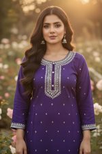 Silk Straight Pant Salwar Suit In Purple 202190 02