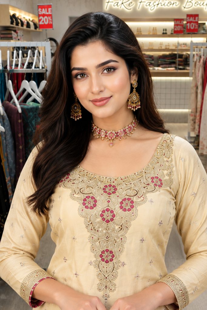 Straight Gharara Salwar Suit In Beige 202286 02