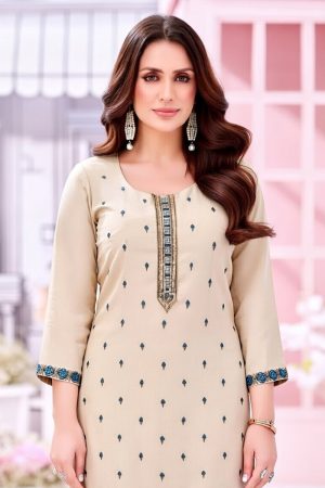 Straight Pant Salwar Suit In Beige 202321 02