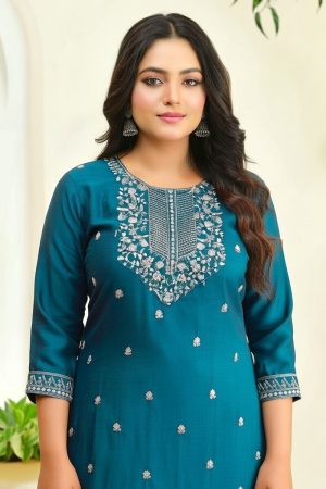 Straight Pant Salwar Suit In Blue 202206 02