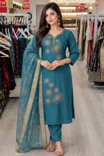 Straight Pant Salwar Suit In Blue 202294 01