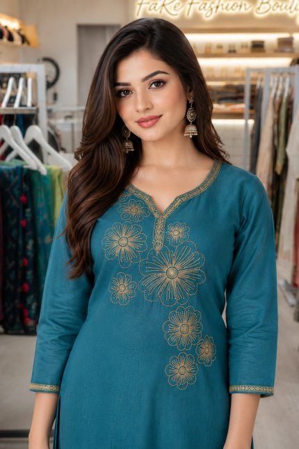 Straight Pant Salwar Suit In Blue 202294 02