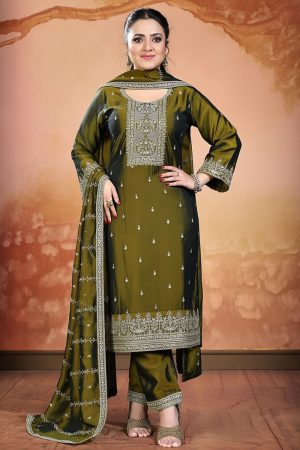 Straight Pant Salwar Suit In Green 202218 01