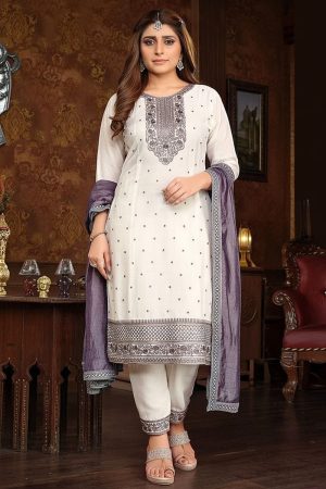 Straight Pant Salwar Suit In Purple 202221 01