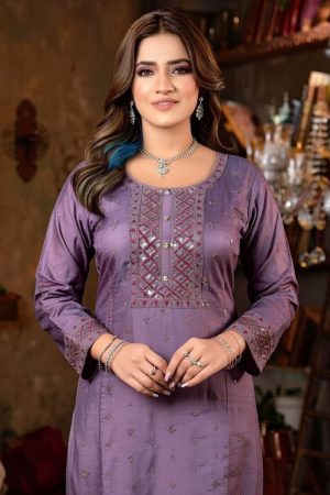 Straight Pant Salwar Suit In Purple 202233 02