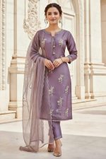 Straight Pant Salwar Suit In Purple 202303 01