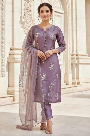 Straight Pant Salwar Suit In Purple 202303 01