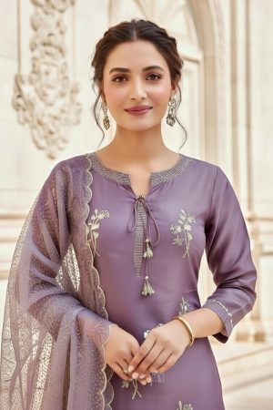 Straight Pant Salwar Suit In Purple 202303 02