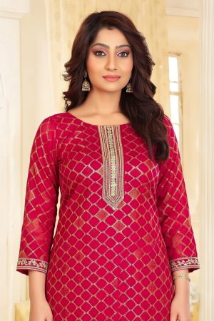 Straight Pant Salwar Suit In Red 202215 02