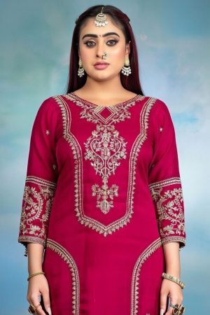 Straight Pant Salwar Suit In Red 202224 02