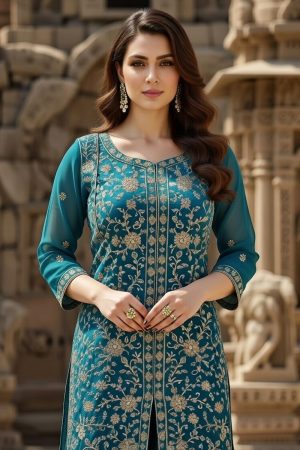 Straight Plazo Salwar Suit In Blue 202263 02