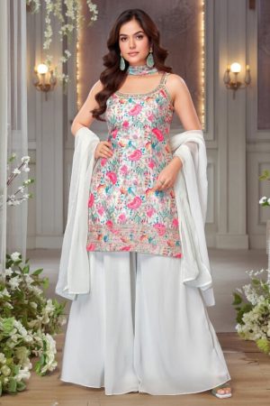 Straight Plazo Salwar Suit In Green 202306 01