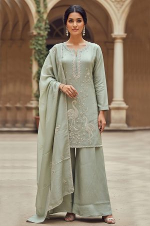 Straight Plazo Salwar Suit In Green 202324 01