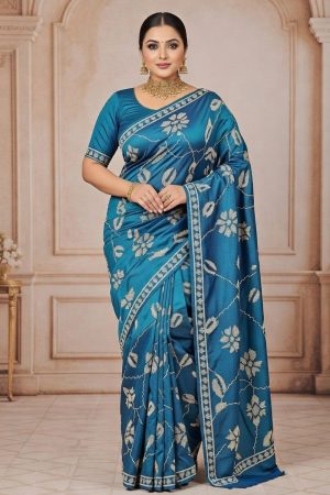 Designer Silk Saree In Blue 600722 01