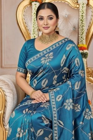 Designer Silk Saree In Blue 600722 02