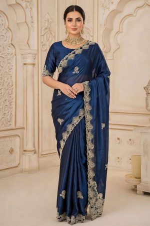 Designer Silk Saree In Blue 600731 01