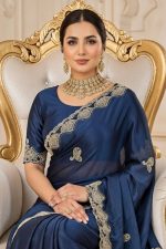 Designer Silk Saree In Blue 600731 02