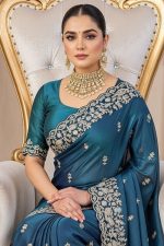 Designer Silk Saree In Blue 600736 02