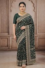 Designer Silk Saree In Green 600739 01
