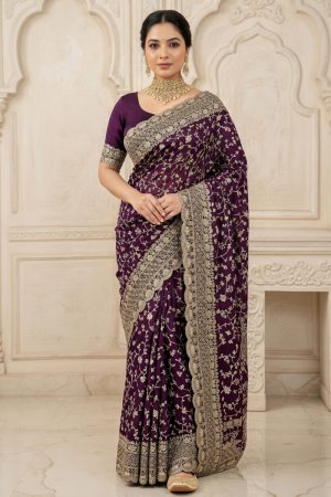 Designer Silk Saree In Maroon 600742 01