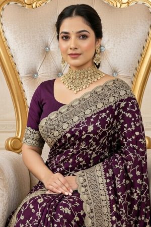 Designer Silk Saree In Maroon 600742 02