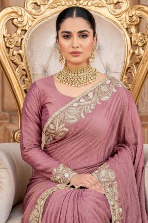 Designer Silk Saree In Pink 600729 02