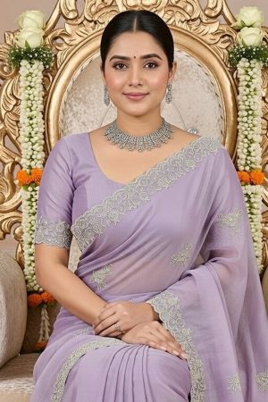 Designer Silk Saree In Purple 600732 02