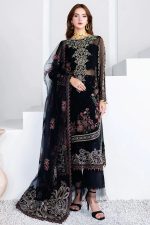 Ramsha Embroidered Chiffon Salwar Suit In Black 202366 01
