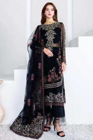 Ramsha Embroidered Chiffon Salwar Suit In Black 202366 01