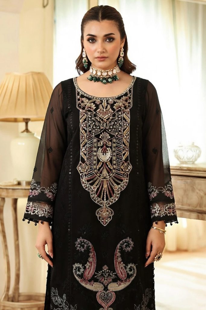 Ramsha Embroidered Chiffon Salwar Suit In Black 202374 02