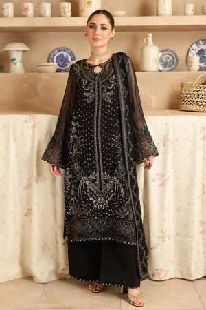 Ramsha Embroidered Chiffon Salwar Suit In Black 202386 01
