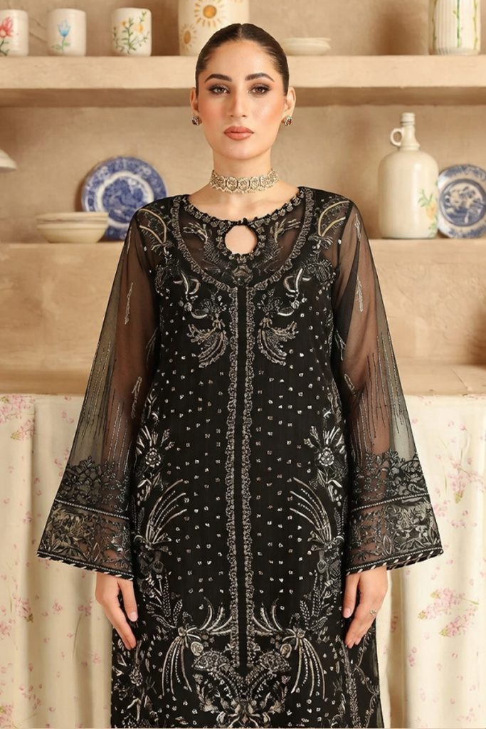 Ramsha Embroidered Chiffon Salwar Suit In Black 202386 02