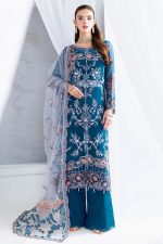 Ramsha Embroidered Chiffon Salwar Suit In Blue 202364 01