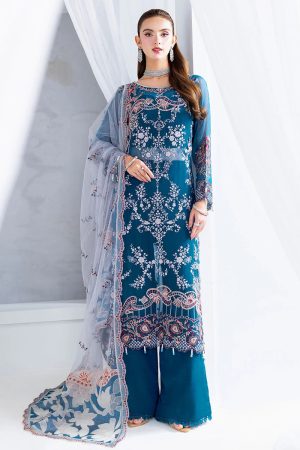 Ramsha Embroidered Chiffon Salwar Suit In Blue 202364 01