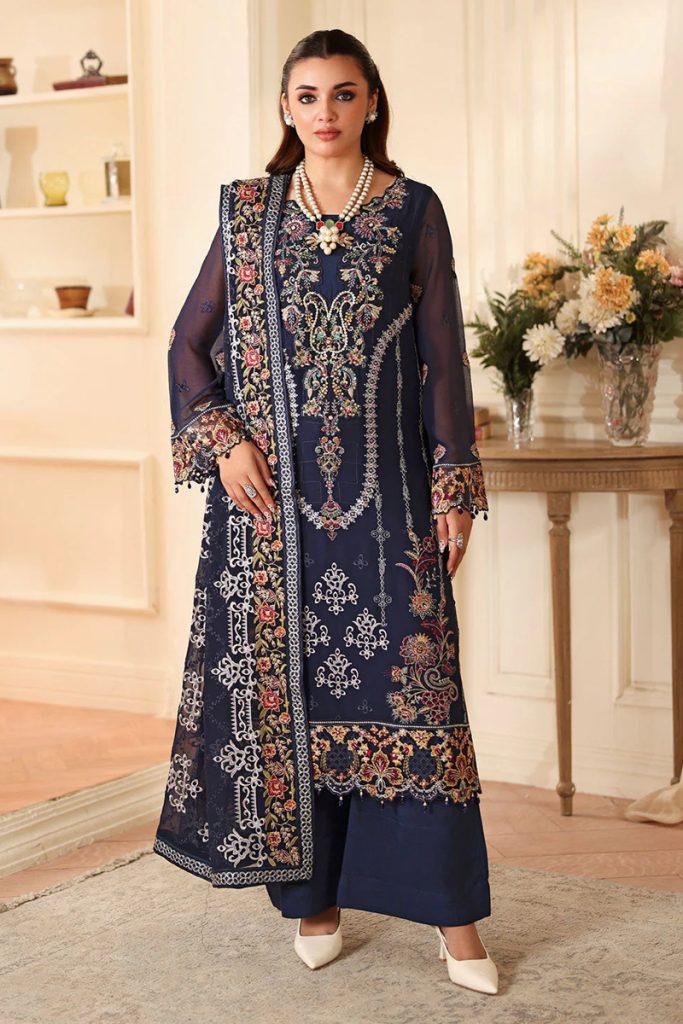 Ramsha Embroidered Chiffon Salwar Suit In Blue 202380 01
