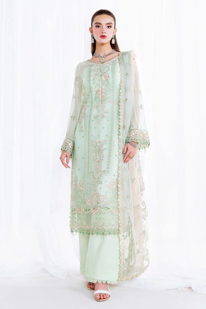 Ramsha Embroidered Chiffon Salwar Suit In Green 202369 01