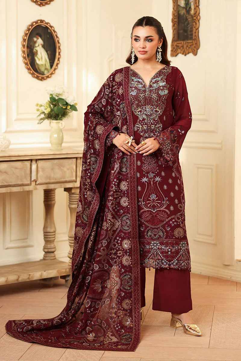 Ramsha Embroidered Chiffon Salwar Suit In Maroon 202376 01 Ramsha Embroidered Chiffon Salwar Suit In Maroon 202376 01