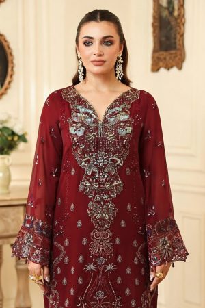 Ramsha Embroidered Chiffon Salwar Suit In Maroon 202376 02
